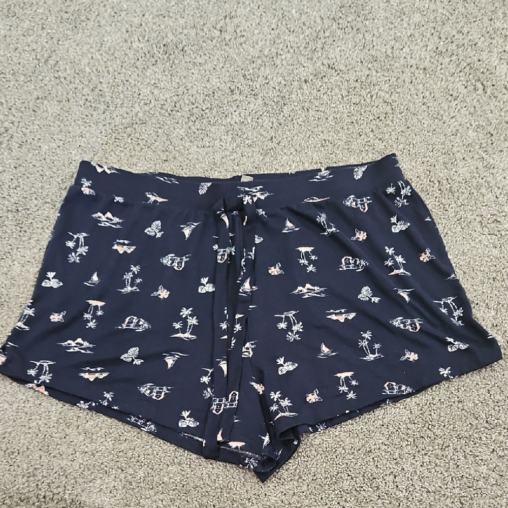 Navy Blue Patterned Women's Shorts